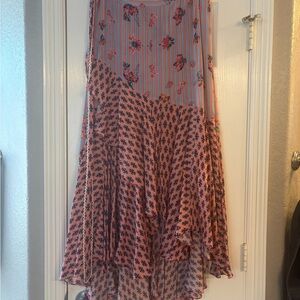 Asymmetrical Floral and Striped Women's Skirt from Anthropologie
